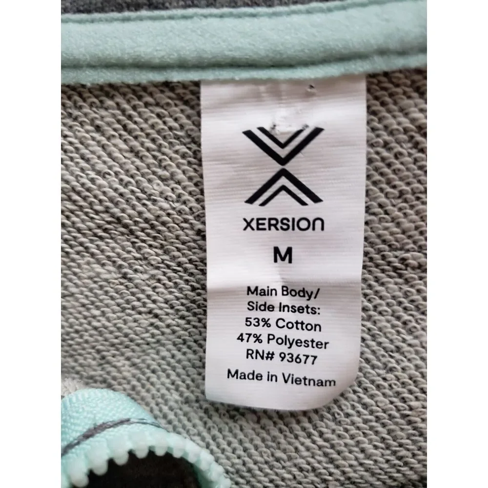 xersion active ware 1/4 zip jacket cotton blend women's Medium‎ grey +blue